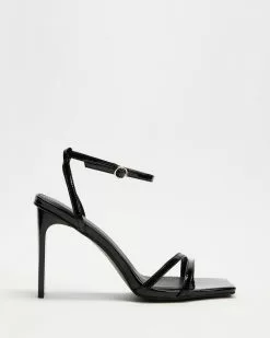 4th & Reckless Percy Heeled Sandals Black Patent