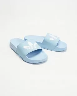 Adidas Originals Adilette Lite Slides - Women's Clear Sky, White & Clear Sky
