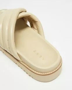 AERE Crossover Leather Footbed Slides Cream Leather -Sandals Sales Shop http3A2F2Fstatic.theiconic.com .au2Fp2Faere 0647 9761111 4
