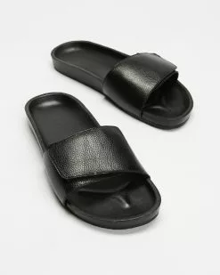 AERE Tenere Leather Slides Black