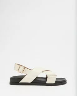 AERE Crossover Leather Footbed Sandals Cream Leather -Sandals Sales Shop http3A2F2Fstatic.theiconic.com .au2Fp2Faere 0983 5531611 3