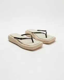 AERE Linen Thong Sandals Natural Linen