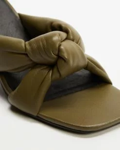 AERE Padded Knot Leather Heels Khaki Leather -Sandals Sales Shop http3A2F2Fstatic.theiconic.com .au2Fp2Faere 1916 6511821 4