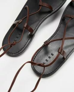 AERE Ankle Tie Leather Sandals Chocolate -Sandals Sales Shop http3A2F2Fstatic.theiconic.com .au2Fp2Faere 2424 9511821 4