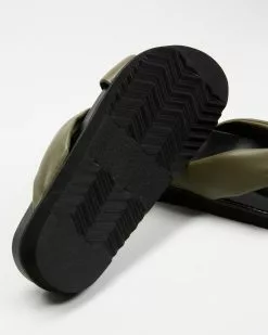 AERE Padded Knot Leather Slides Khaki Leather -Sandals Sales Shop http3A2F2Fstatic.theiconic.com .au2Fp2Faere 2538 2360431 3