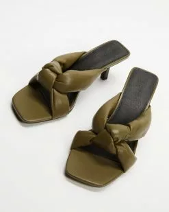AERE Padded Knot Leather Heels Khaki Leather -Sandals Sales Shop http3A2F2Fstatic.theiconic.com .au2Fp2Faere 2928 6511821 3