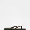 AERE Asymmetrical Leather Thong Sandals Choc Brown Leather