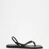 AERE Fine Ankle Strap Leather Sandals Black Leather