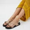 AERE Crossover Leather Footbed Sandals Brown Leather