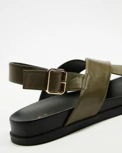 AERE Crossover Leather Footbed Sandals Khaki Leather -Sandals Sales Shop http3A2F2Fstatic.theiconic.com .au2Fp2Faere 5137 7234641 4