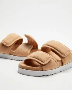 AERE Terry Adjustable Slides Tan -Sandals Sales Shop http3A2F2Fstatic.theiconic.com .au2Fp2Faere 5454 9262241 5