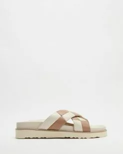 AERE Leather Checkerboard Slides Cream & Nude Leather -Sandals Sales Shop http3A2F2Fstatic.theiconic.com .au2Fp2Faere 5630 3712041 3