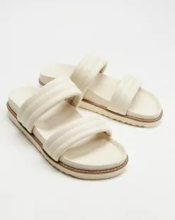 AERE Padded Tube Slides Cream Leather