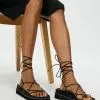 AERE Leather Tie Sandals Black Leather