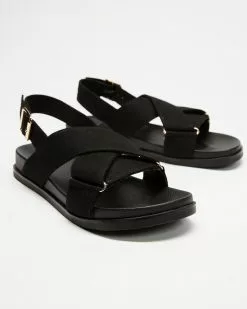AERE Linen Crossover Footbed Sandals Black Linen -Sandals Sales Shop http3A2F2Fstatic.theiconic.com .au2Fp2Faere 6427 9543211 3