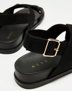 AERE Linen Crossover Footbed Sandals Black Linen -Sandals Sales Shop http3A2F2Fstatic.theiconic.com .au2Fp2Faere 6427 9543211 4