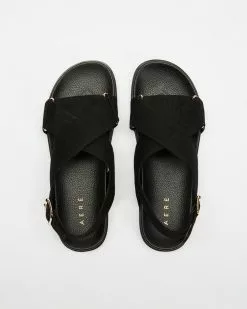 AERE Linen Crossover Footbed Sandals Black Linen -Sandals Sales Shop http3A2F2Fstatic.theiconic.com .au2Fp2Faere 6427 9543211 5