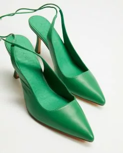 AERE Leather Tie Slingback Heel Green Leather -Sandals Sales Shop http3A2F2Fstatic.theiconic.com .au2Fp2Faere 6482 9812041 3