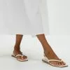 AERE Fine Ankle Strap Leather Sandals Cream Leather