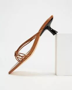 AERE Knotted Strap Heels Brown Leather -Sandals Sales Shop http3A2F2Fstatic.theiconic.com .au2Fp2Faere 6690 3403231 4