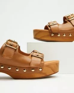 AERE Chunky Buckle Clogs Tan Leather -Sandals Sales Shop http3A2F2Fstatic.theiconic.com .au2Fp2Faere 7078 0912041 4