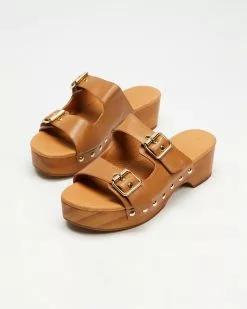 AERE Chunky Buckle Clogs Tan Leather -Sandals Sales Shop http3A2F2Fstatic.theiconic.com .au2Fp2Faere 7078 0912041 5