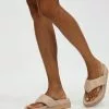 AERE Chunky Leather Padded Thongs Brown Leather