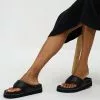AERE Chunky Leather Padded Thongs Black Leather