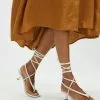 AERE Thong Wrap Leather Heels Bone Leather