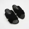AERE Wool Crossover Slides Black Wool & Suede