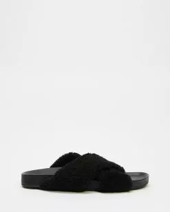 AERE Wool Crossover Slides Black Wool & Suede -Sandals Sales Shop http3A2F2Fstatic.theiconic.com .au2Fp2Faere 7556 3670421 3