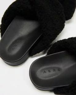 AERE Wool Crossover Slides Black Wool & Suede -Sandals Sales Shop http3A2F2Fstatic.theiconic.com .au2Fp2Faere 7567 3670421 4