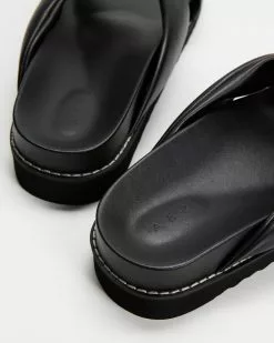 AERE Padded Knot Leather Slides Black Leather -Sandals Sales Shop http3A2F2Fstatic.theiconic.com .au2Fp2Faere 7893 1360431 4