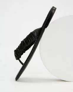 AERE Ruched Thong Flat Sandals Black Leather -Sandals Sales Shop http3A2F2Fstatic.theiconic.com .au2Fp2Faere 8342 1503231 4