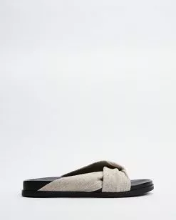 AERE Linen Knotted Slides Off White Linen -Sandals Sales Shop http3A2F2Fstatic.theiconic.com .au2Fp2Faere 8411 2511821 3