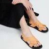 AERE Linen Crossover Footbed Sandals Mango Linen