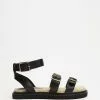 AERE Chunky Buckled Sandals Black Leather