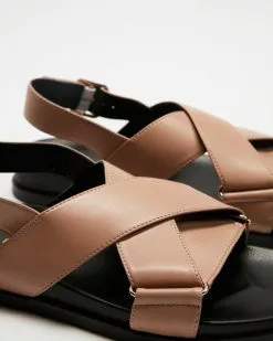 AERE Crossover Leather Footbed Sandals Brown Leather -Sandals Sales Shop http3A2F2Fstatic.theiconic.com .au2Fp2Faere 9971 0334641 4