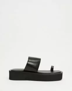 AERE Platform Slides Black Leather