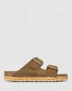 Airflex Helsinki Leather Footbed Sandals Tobacco