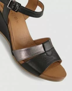Airflex Wanda Leather Wedge Sandals Black/Pewter -Sandals Sales Shop http3A2F2Fstatic.theiconic.com .au2Fp2Fairflex 8524 4984441 4