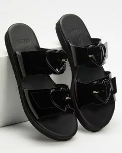 Ancient Greek Sandals Iaso Hearts Black