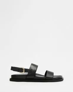 Atmos&Here Farah Leather Sandals Black Leather