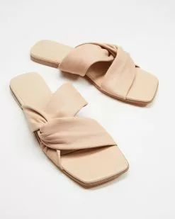 Atmos&Here Tiff Leather Slides Nude Leather