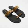 Atmos&Here Paloma Leather Sandals Leopard Ponyhair