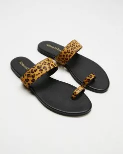 Atmos&Here Paloma Leather Sandals Leopard Ponyhair