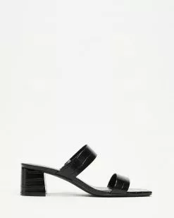 Atmos&Here Barre Leather Heels Black Croc Embossed Leather -Sandals Sales Shop http3A2F2Fstatic.theiconic.com .au2Fp2Fatmos here 1318 0247621 3