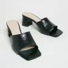Atmos&Here Chee Leather Heels Black Croc Embossed Leather