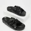 Atmos&Here Becca Leather Slides Black Leather