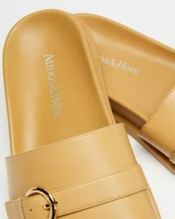 Atmos&Here Freya Leather Slides Beige Leather -Sandals Sales Shop http3A2F2Fstatic.theiconic.com .au2Fp2Fatmos here 3399 7858531 4